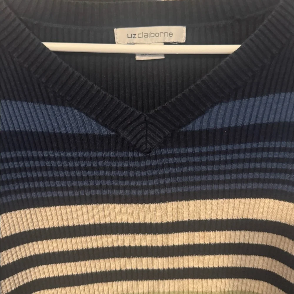 🧶 Liz Claiborne Women’s Striped Cotton Sweaters – Size XL (Lot of 2) - Picture 8 of 12